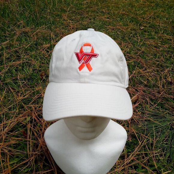 Virginia Tech Remembrance Strapback Hat White VT Hokies Cap Logo w/ Ribbon Rare - Picture 10 of 13